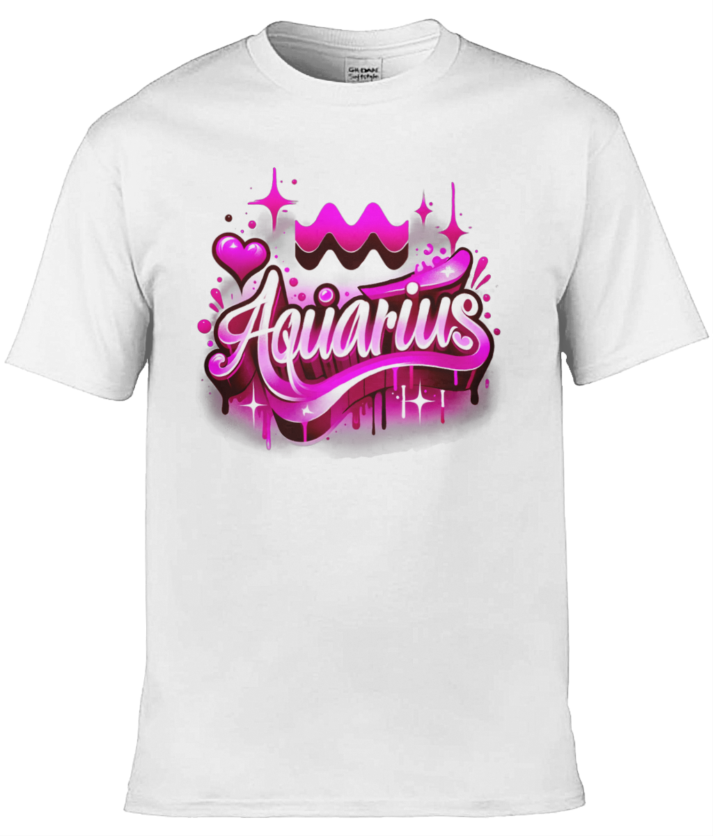 Mens T-Shirt (Gildan Softstyle 64000) -  with Zodiac Sign - Aquarius