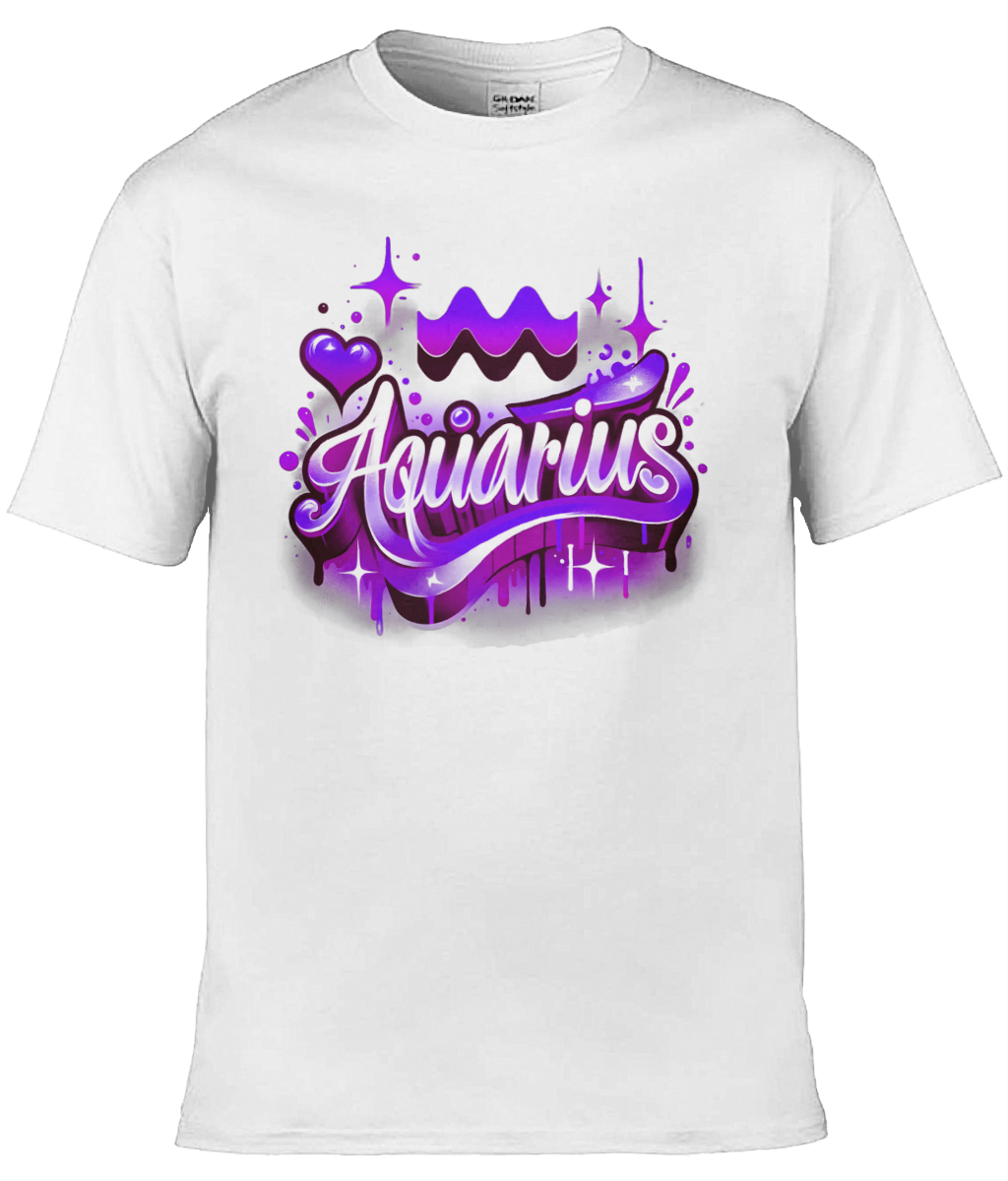 Mens T-Shirt (Gildan Softstyle 64000) -  with Zodiac Sign - Aquarius