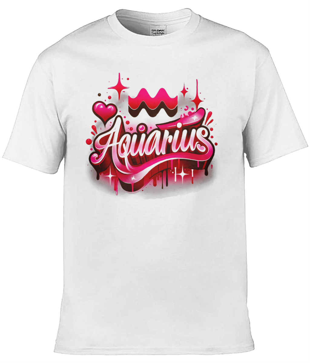 Mens T-Shirt (Gildan Softstyle 64000) -  with Zodiac Sign - Aquarius