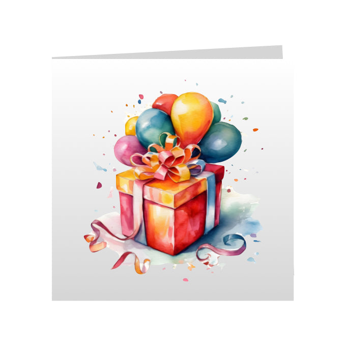 Square Greeting Cards - Birthday Balloons & Presents