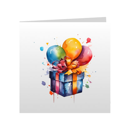 Square Greeting Cards - Birthday Balloons & Presents