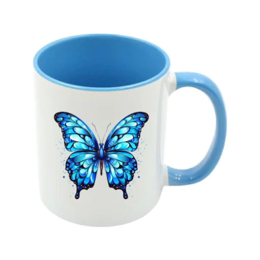 Mug - 11oz - Blue Coloured Butterfly 3