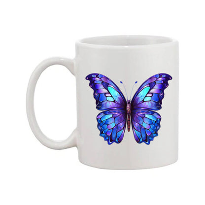 Mug - 11oz - Blue Coloured Purple Butterfly 1