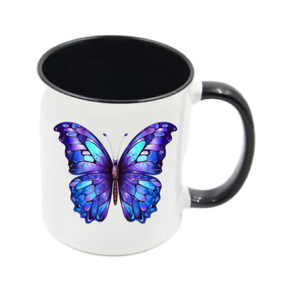Mug - 11oz - Blue Coloured Purple Butterfly 1