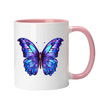 Mug - 11oz - Blue Coloured Purple Butterfly 1