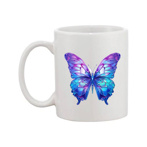 Mug - 11oz - Blue Coloured Purple Butterfly 3