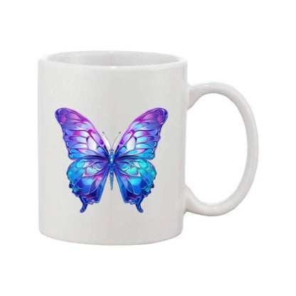 Mug - 11oz - Blue Coloured Purple Butterfly 2