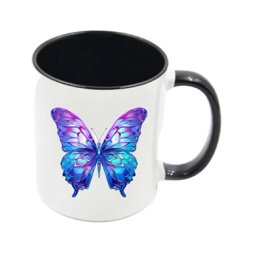 Mug - 11oz - Blue Coloured Purple Butterfly 2
