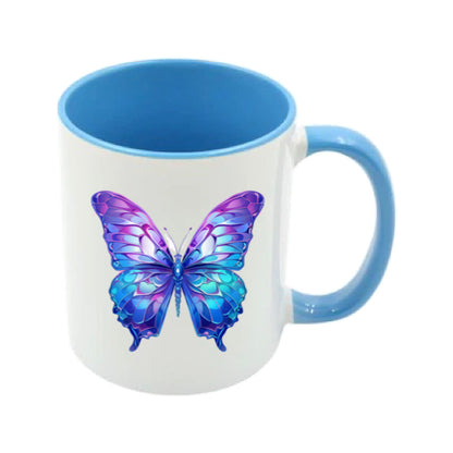 Mug - 11oz - Blue Coloured Purple Butterfly 2
