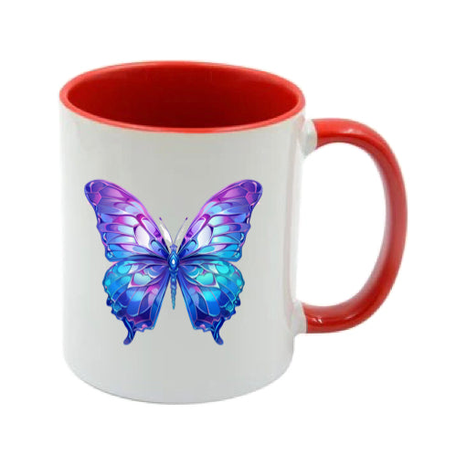 Mug - 11oz - Blue Coloured Purple Butterfly 3