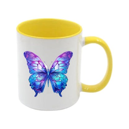Mug - 11oz - Blue Coloured Purple Butterfly 3