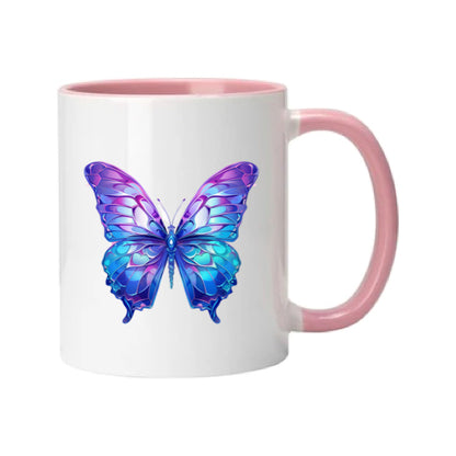 Mug - 11oz - Blue Coloured Purple Butterfly 2