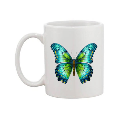 Mug - 11oz - Blue Coloured Green Butterfly 1