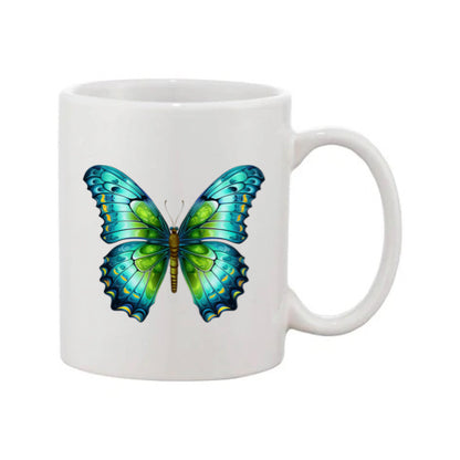 Mug - 11oz - Blue Coloured Green Butterfly 1