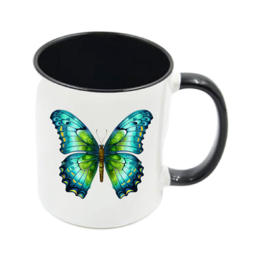 Mug - 11oz - Blue Coloured Green Butterfly 1