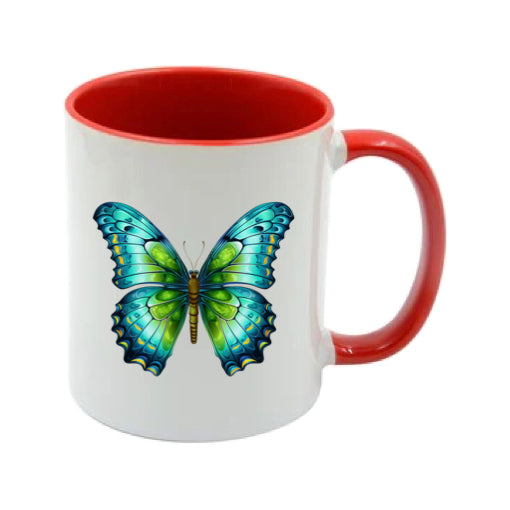 Mug - 11oz - Blue Coloured Green Butterfly 1