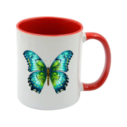 Mug - 11oz - Blue Coloured Green Butterfly 1