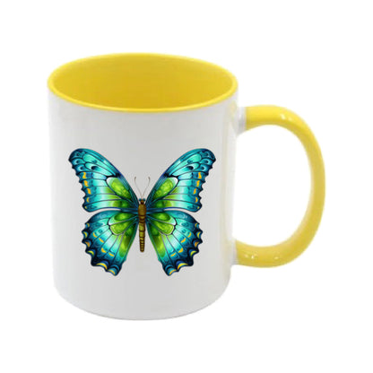 Mug - 11oz - Blue Coloured Green Butterfly 1