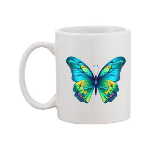 Mug - 11oz - Blue Coloured Green Butterfly 2