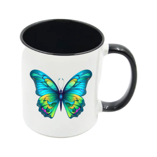 Mug - 11oz - Blue Coloured Green Butterfly 2