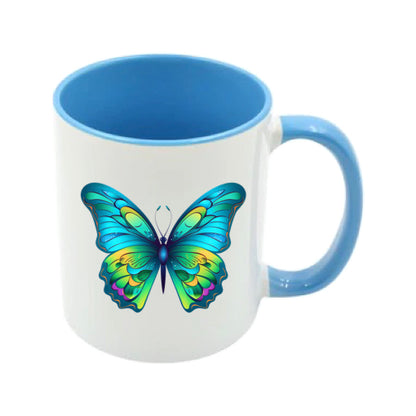 Mug - 11oz - Blue Coloured Green Butterfly 2