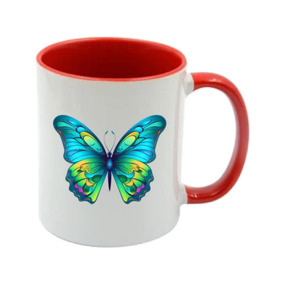Mug - 11oz - Blue Coloured Green Butterfly 2