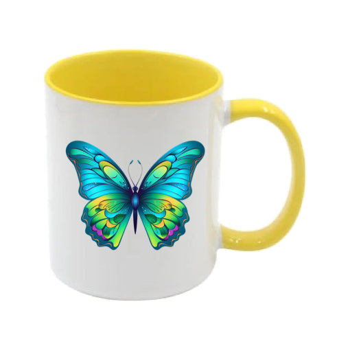 Mug - 11oz - Blue Coloured Green Butterfly 2