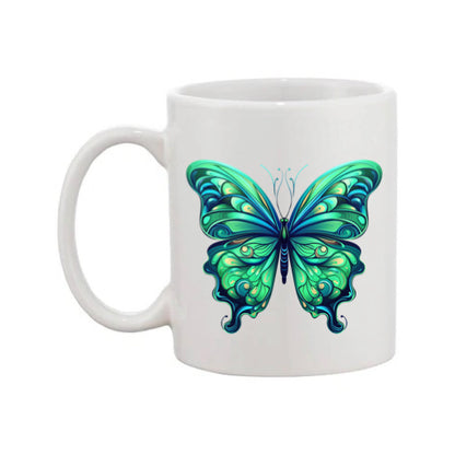 Mug - 11oz - Blue Coloured Green Butterfly 3