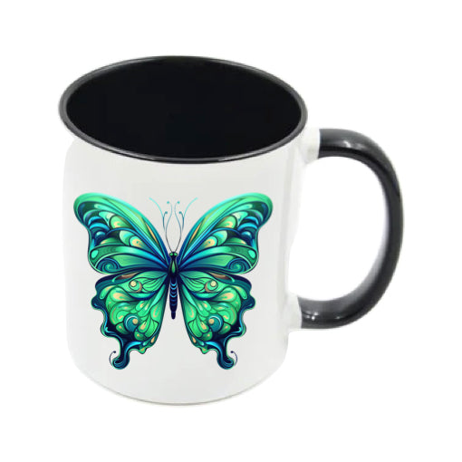 Mug - 11oz - Blue Coloured Green Butterfly 3