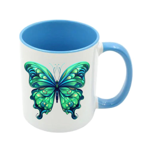 Mug - 11oz - Blue Coloured Green Butterfly 3