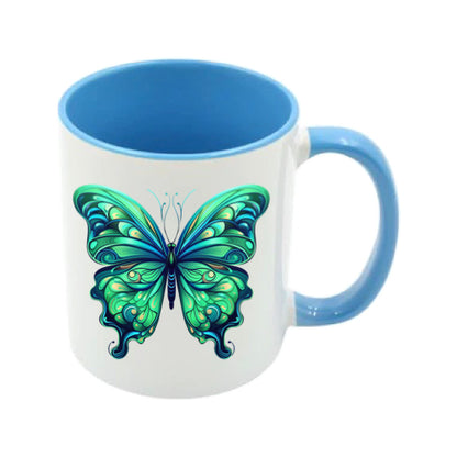 Mug - 11oz - Blue Coloured Green Butterfly 3