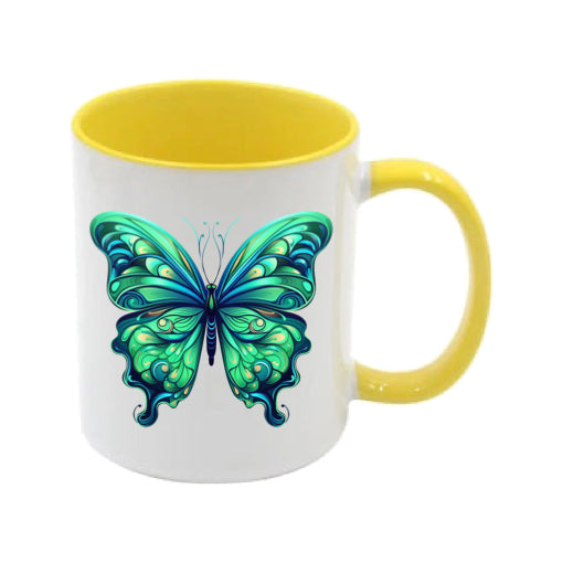 Mug - 11oz - Blue Coloured Green Butterfly 3