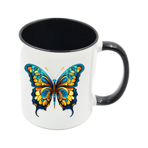 Mug - 11oz - Blue Coloured Yellow Butterfly 1