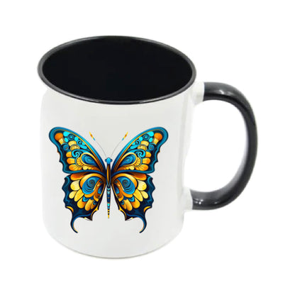 Mug - 11oz - Blue Coloured Yellow Butterfly 1