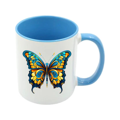 Mug - 11oz - Blue Coloured Yellow Butterfly 1