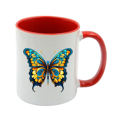 Mug - 11oz - Blue Coloured Yellow Butterfly 1