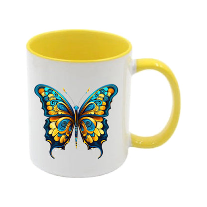 Mug - 11oz - Blue Coloured Yellow Butterfly 1