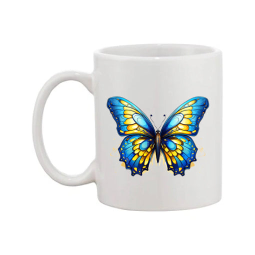 Mug - 11oz - Blue Coloured Yellow Butterfly 2