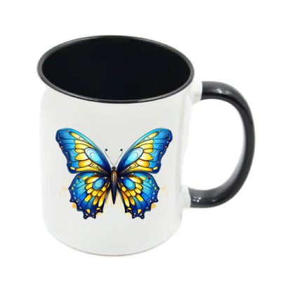 Mug - 11oz - Blue Coloured Yellow Butterfly 2