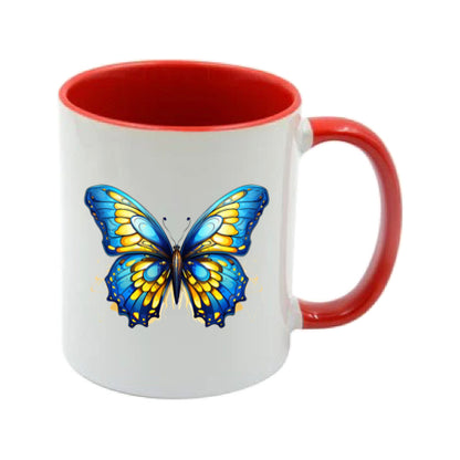 Mug - 11oz - Blue Coloured Yellow Butterfly 2