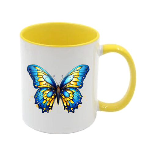 Mug - 11oz - Blue Coloured Yellow Butterfly 2
