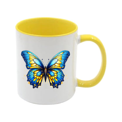 Mug - 11oz - Blue Coloured Yellow Butterfly 2