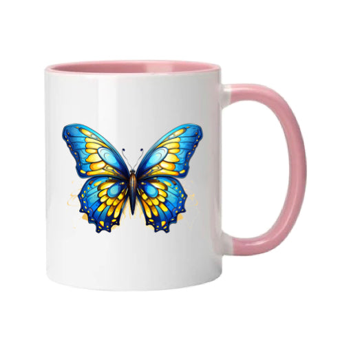 Mug - 11oz - Blue Coloured Yellow Butterfly 2