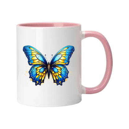 Mug - 11oz - Blue Coloured Yellow Butterfly 2