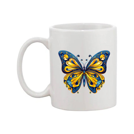 Mug - 11oz - Blue Coloured Yellow Butterfly 3