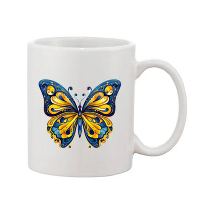 Mug - 11oz - Blue Coloured Yellow Butterfly 3