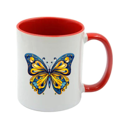 Mug - 11oz - Blue Coloured Yellow Butterfly 3