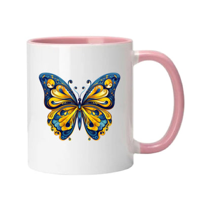Mug - 11oz - Blue Coloured Yellow Butterfly 3