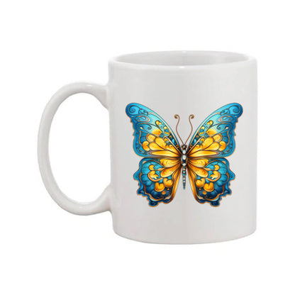 Mug - 11oz - Blue Coloured Yellow Butterfly 4