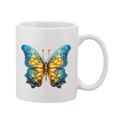 Mug - 11oz - Blue Coloured Yellow Butterfly 4